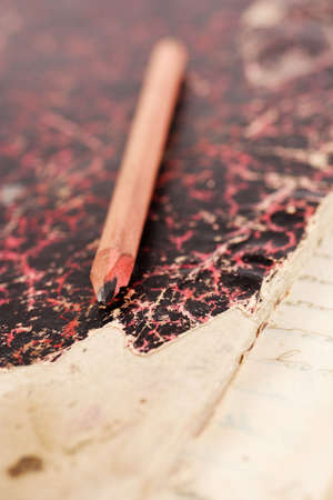 old book and pencil for use in office and schoolの写真素材