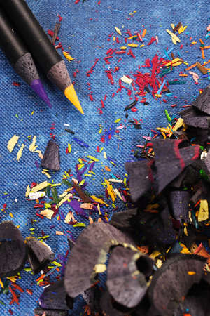 detail of color pencils at kindergardenの写真素材