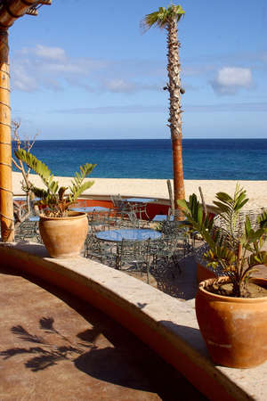 restaurant at the beach ofLos Cabos, Baja California, Mexico, Latin Americaの写真素材