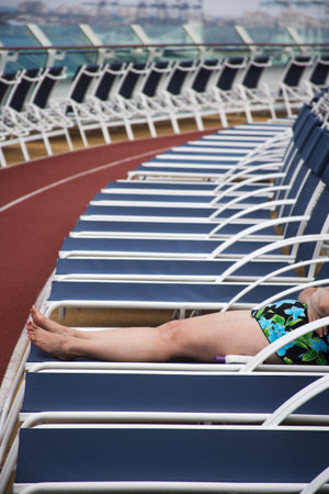 woman taking the sun