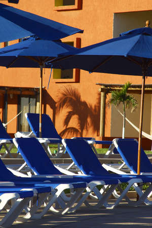 chairs at the pool of a hotel of Los Cabos, Baja California, Mexico, Latin Americaの写真素材