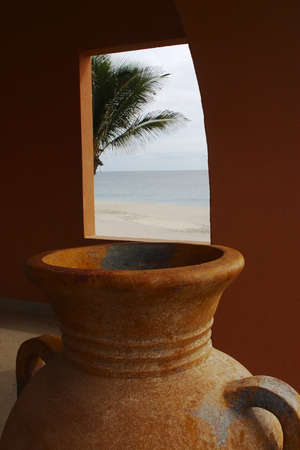 detail of a mexican house with nice decorationの写真素材