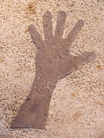 hand detail create in the rockの写真素材