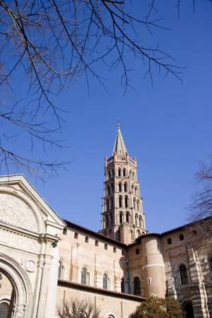 Basilique de St-Sernin, Toulouse, Haute-Garonne, Midi-Pyrnes, Franceの写真素材