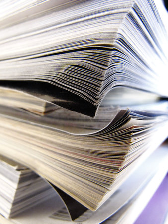 a group of magazines in a office