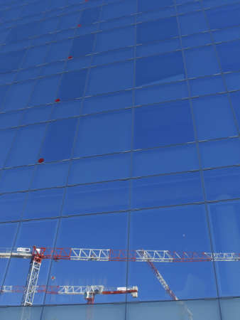 Construction cranes in the Port Vell, Barcelona, Catalonia, Spainの写真素材