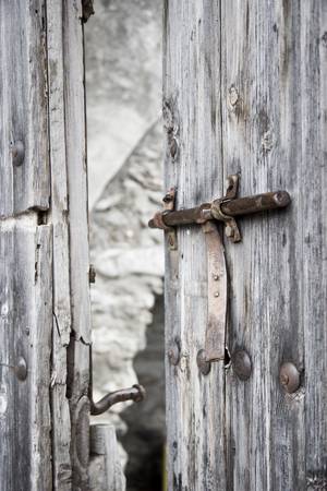 old door detail at Pyrennes of Catalonia, Spainの写真素材