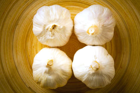 organic garlics. Basic ingredient in the Mediterranean cuisine.の写真素材