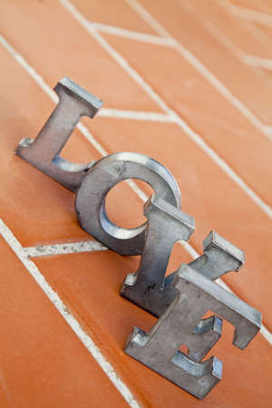 message of love with metal lettersの写真素材