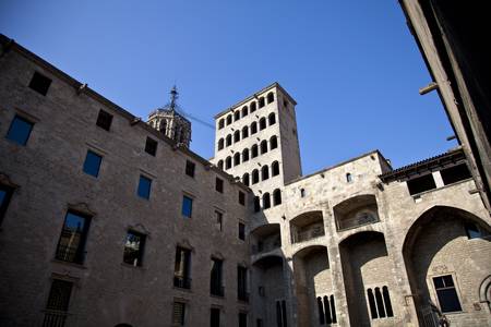 Plaza del Rei in Barcelona, Spainの写真素材