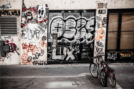 Street art in Lyon, Rhone Alps, France, Europeのeditorial素材