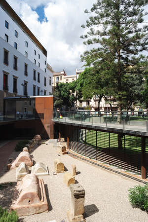 sepulchral crypts on the roman cemetery in barcelona, Catalonia, Spainのeditorial素材