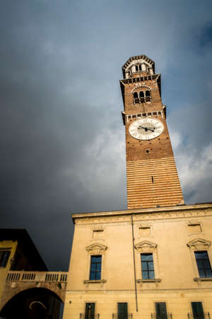 Torre dei Lamberti tower, Verona, Italyの写真素材