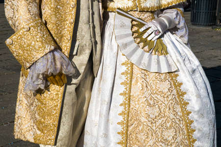 VENICE - March 15: Person in Venetian costume attends the Carnival of Venice, festival starting two weeks before Ash Wednesday  in Venice, Italy.のeditorial素材