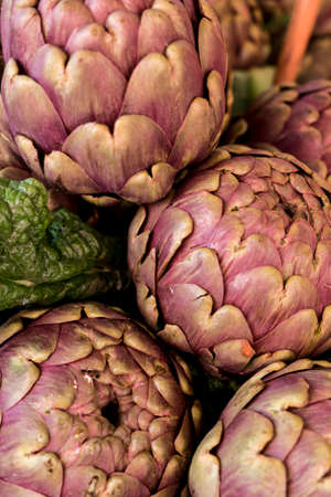 Artichokes for sale at a market in Veniceの写真素材
