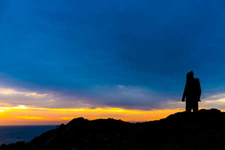 A man in the coast of Cadaques, Catalonia, Spainの写真素材