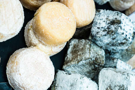 French chesse production in a market in Parisの写真素材