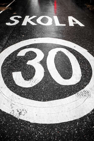 Traffic symbol around a schoolの写真素材