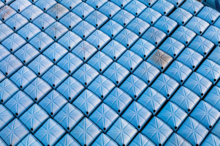A huge group of garbage cans forming an abstract compositionの写真素材