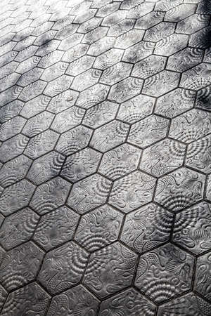 Pavement detail in Paseo de Gracia Avenue in Barcelona Catalonia Spainの写真素材