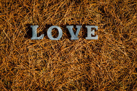 message of love with metal lettersの写真素材