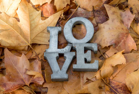 message of love with metal lettersの写真素材