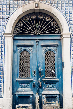 Door detail in Alfama district in Lisbon, Portugalの写真素材