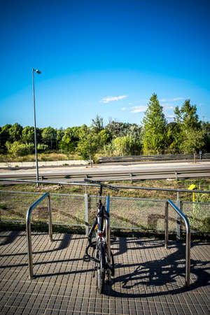 Parking for bicycles in Sant Cugat del Valles Barcelona Spainの写真素材