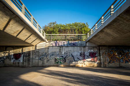 Bridge and modern street in Sant Cugat del Valles Barcelona Spainの写真素材