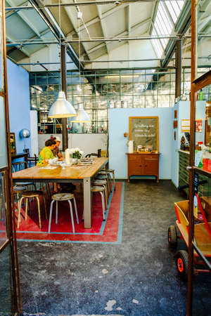 Lisbon, Portugal - April 17, 2014: LxFactory, an modern shopping and culture center in Lisbon Portugalのeditorial素材