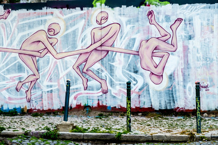 Lisbon, Portugal - April 16, 2014:Street art in Lisbon Portugal Europeのeditorial素材