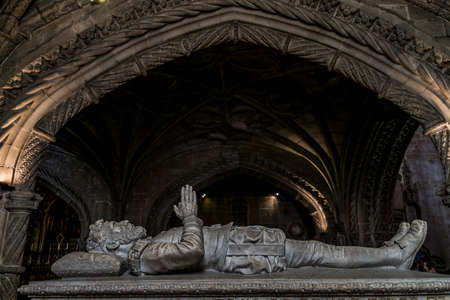 Lisbon, Portugal - April 18, 2014: Tomb of Vasco da Gama in the Jeronimos monastery in Lisbonのeditorial素材