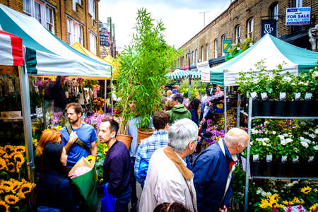 London, England - August 17, 2014: store in Columbia Road plants and flowers market of Londonのeditorial素材
