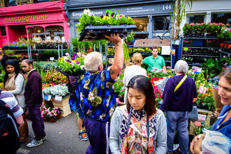 London, England - August 17, 2014: store in Columbia Road plants and flowers market of Londonのeditorial素材