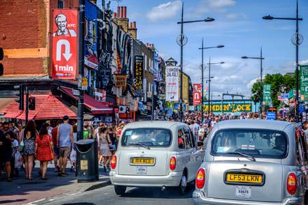 London, England - July 27, 2014: Main street in Camden town England United Kingdomのeditorial素材