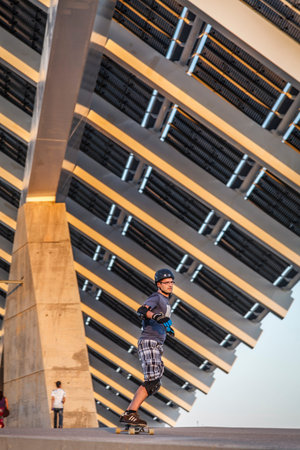 Barcelona, Spain - November 28, 2011: Fotovoltaic buiding -the biggest in Spain- in the zone of the...