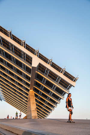 Barcelona, Spain - November 28, 2011: Fotovoltaic buiding -the biggest in Spain- in the zone of the Forum in Barcelonaのeditorial素材