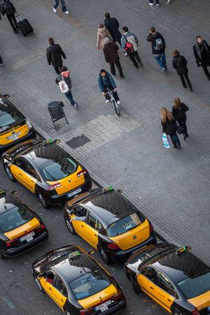 Barcelona, Spain - February 16, 2012: pedestrians in a weekleday in the capital of Cataloniaのeditorial素材
