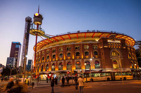 Barcelona, Spain - February 16, 2012: Las Arenas shopping center in Plaza Espanaのeditorial素材