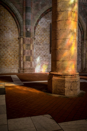 Toulouse, France - September 14, 2016: The Church of the Jacobins. A large brick building that influenced the development of the Southern Gothic style. The relics of Thomas Aquinas are housed there.のeditorial素材