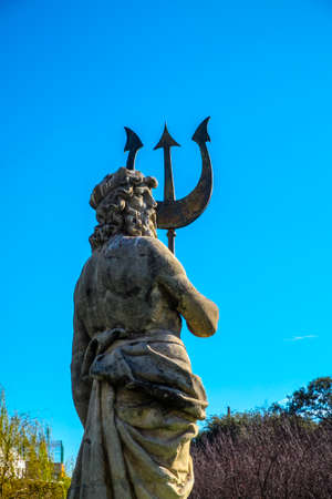 Neptuno sculpture in the Park of the Industry of Spain in Barcelona Catalonia Spainの写真素材