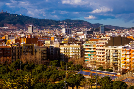 Urban landscape in Barcelona Catalonia Spainの写真素材