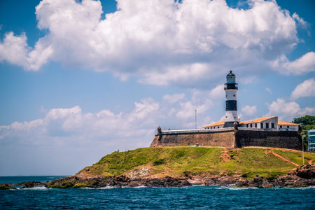 Barra Lighthouse (Farol da Barra) in Salvador, Bahia, Brazilの写真素材