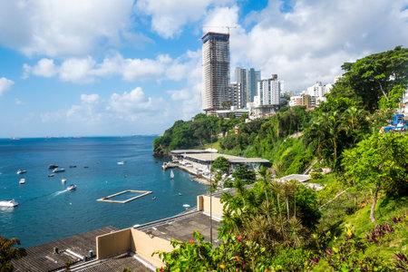 Panoramic of Salvador de Bahia from elevador Lacerda elevator Brazil