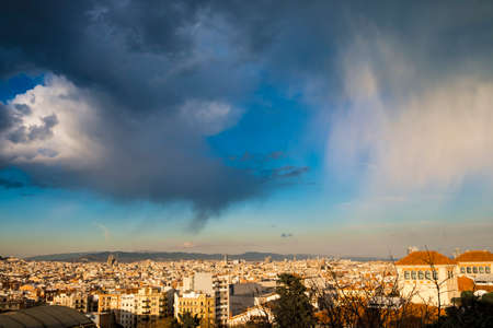 Rain over Barcelona Catalonia Spainの写真素材