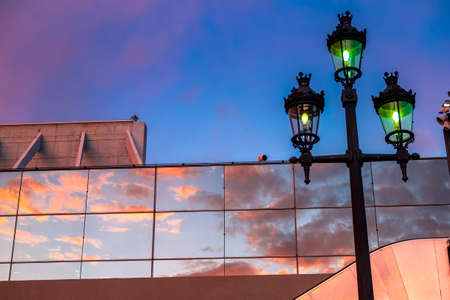 Contemporary architecture detail in Montjuic Barcelona Catalonia Spainの写真素材