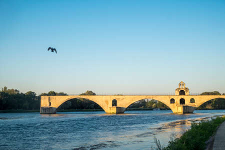 Pont Saint Benezet (known as the Pont d'Avignon) on the River Rhone - Avignon - Franceの写真素材