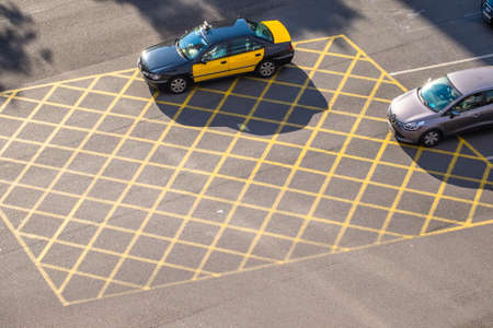 Barcelona, Spain - February 14, 2016: Taxi in Barcelona Catalonia Spainのeditorial素材