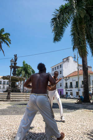 Salvador, Brazil - October 26, 2016: Capoeira performance at Terreiro de Jesus square in Pelourinho district, Salvador, Bahia, Brazilのeditorial素材