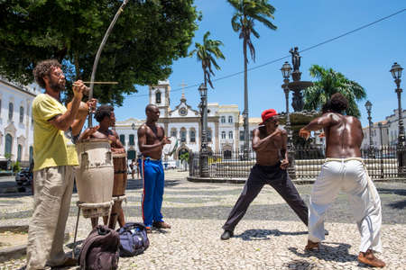 Salvador, Brazil - October 26, 2016: Capoeira performance at Terreiro de Jesus square in Pelourinho district, Salvador, Bahia, Brazilのeditorial素材